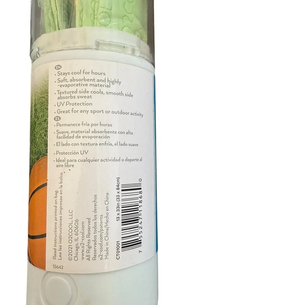 O2COOL Arcticloth Sport Towel CT01001 Lime Green 13x33in Cooling Gym Yoga